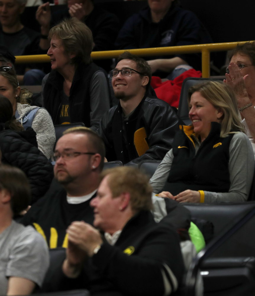 Spencer Lee watches as the Iowa Hawkeyes take on the Minnesota Golden Gophers Thursday, February 27, 2020 at Carver-Hawkeye Arena. (Brian Ray/hawkeyesports.com)