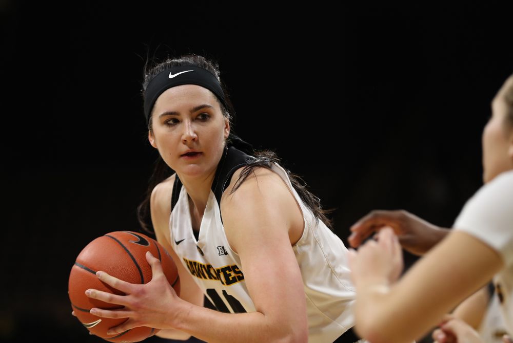 Iowa Hawkeyes forward Megan Gustafson (10) against the Nebraska Cornhuskers Thursday, January 3, 2019 at Carver-Hawkeye Arena. (Brian Ray/hawkeyesports.com)