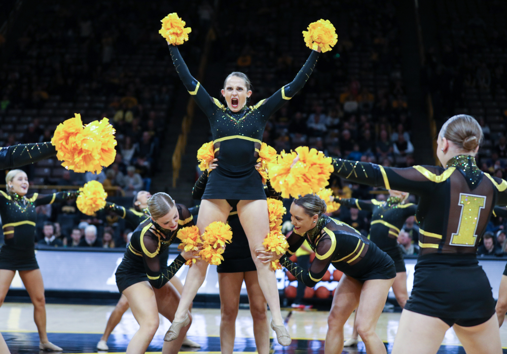 The Iowa Dance Team performs at halftime of the Iowa Hawkeyes game against North Florida Thursday, November 21, 2019 at Carver-Hawkeye Arena. (Brian Ray/hawkeyesports.com)