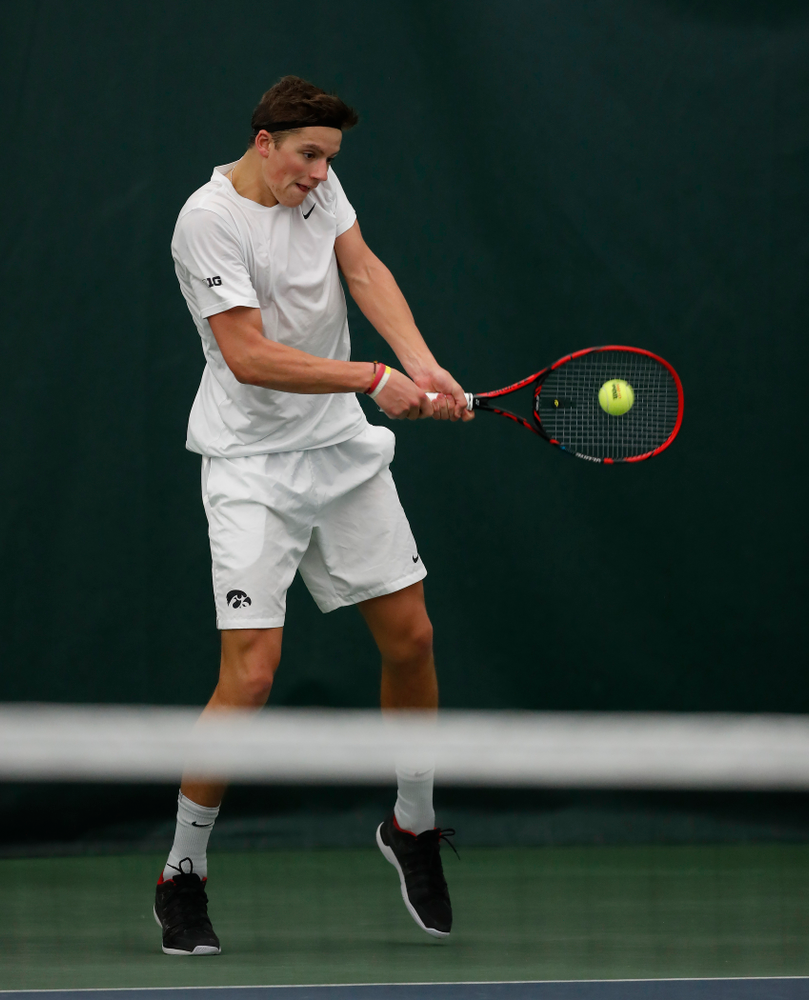 Joe Tyler against Purdue Sunday, April 15, 2018 at the Hawkeye Tennis and Recreation Center. (Brian Ray/hawkeyesports.com)