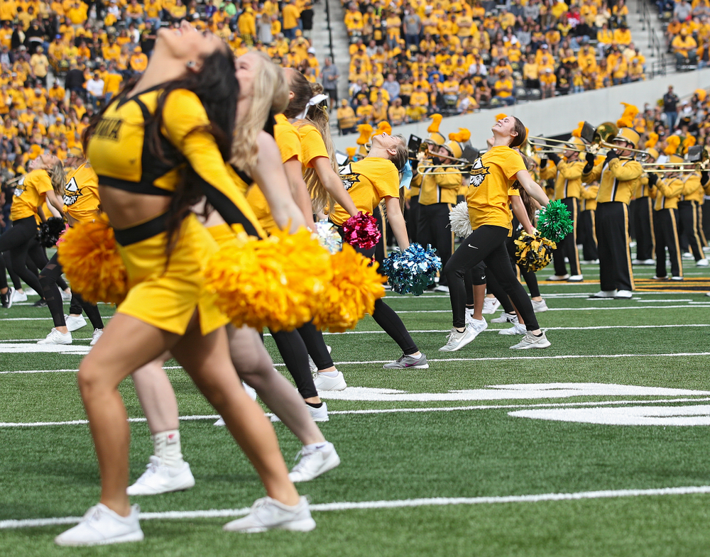Spirit Squad Day performers on the field during halftime of their game at Kinnick Stadium in Iowa City on Saturday, Sep 28, 2019. (Stephen Mally/hawkeyesports.com)