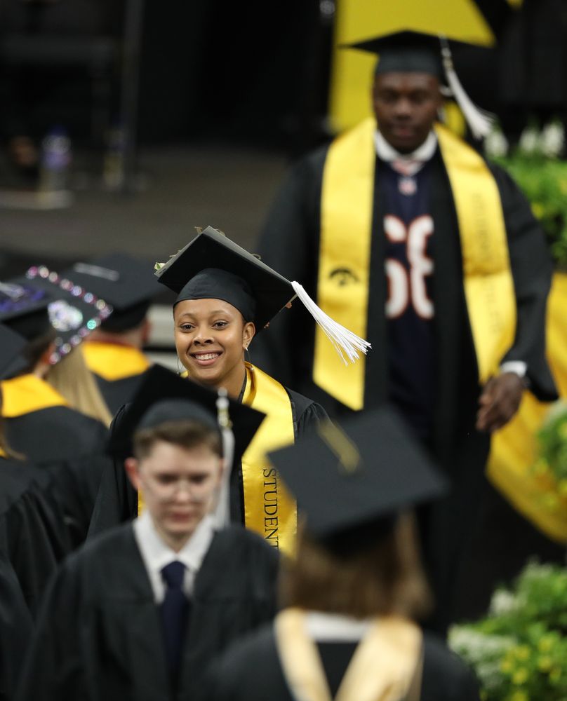 Iowa WomenÕs BasketballÕs Tania Davis during the College of Liberal Arts and Sciences spring commencement Saturday, May 11, 2019 at Carver-Hawkeye Arena. (Brian Ray/hawkeyesports.com)