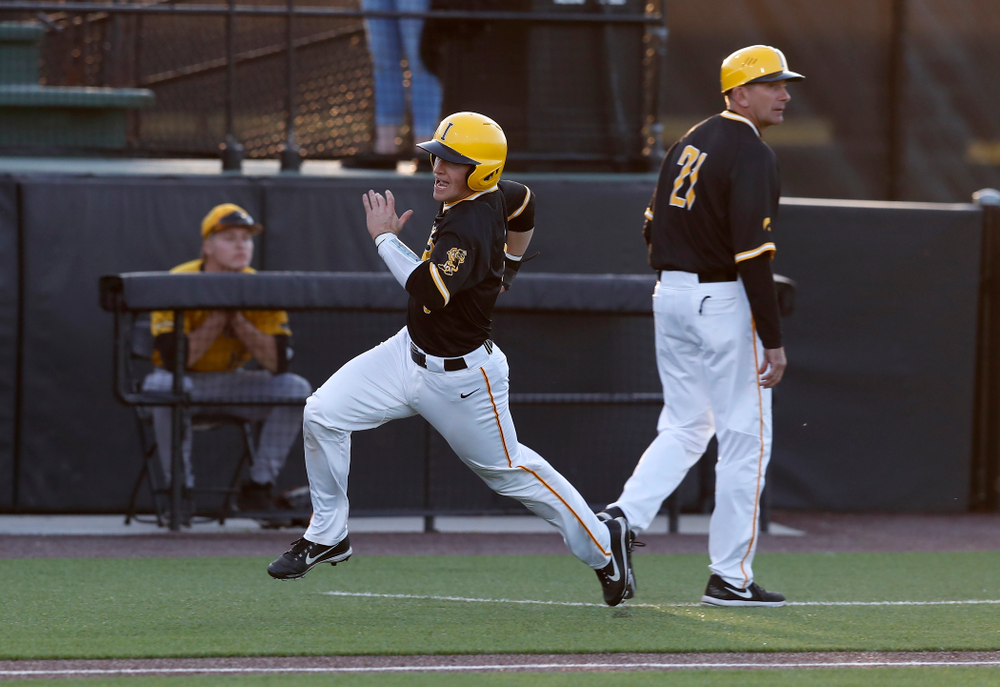 Iowa Hawkeyes catcher Tyler Cropley (5) against Milwaukee Wednesday, April 25, 2018 at Duane Banks Field. (Brian Ray/hawkeyesports.com)