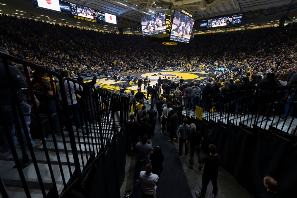 The Iowa Hawkeyes against Penn State Friday, January 31, 2020 at Carver-Hawkeye Arena. Warner won the match 4-2. (Brian Ray/hawkeyesports.com)