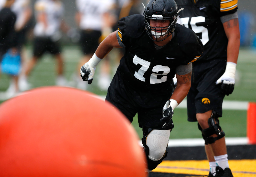 Iowa Hawkeyes offensive lineman Coy Kirkpatrick (72) during camp practice No. 15 Monday, August 20, 2018 at the Hansen Football Performance Center. (Brian Ray/hawkeyesports.com)