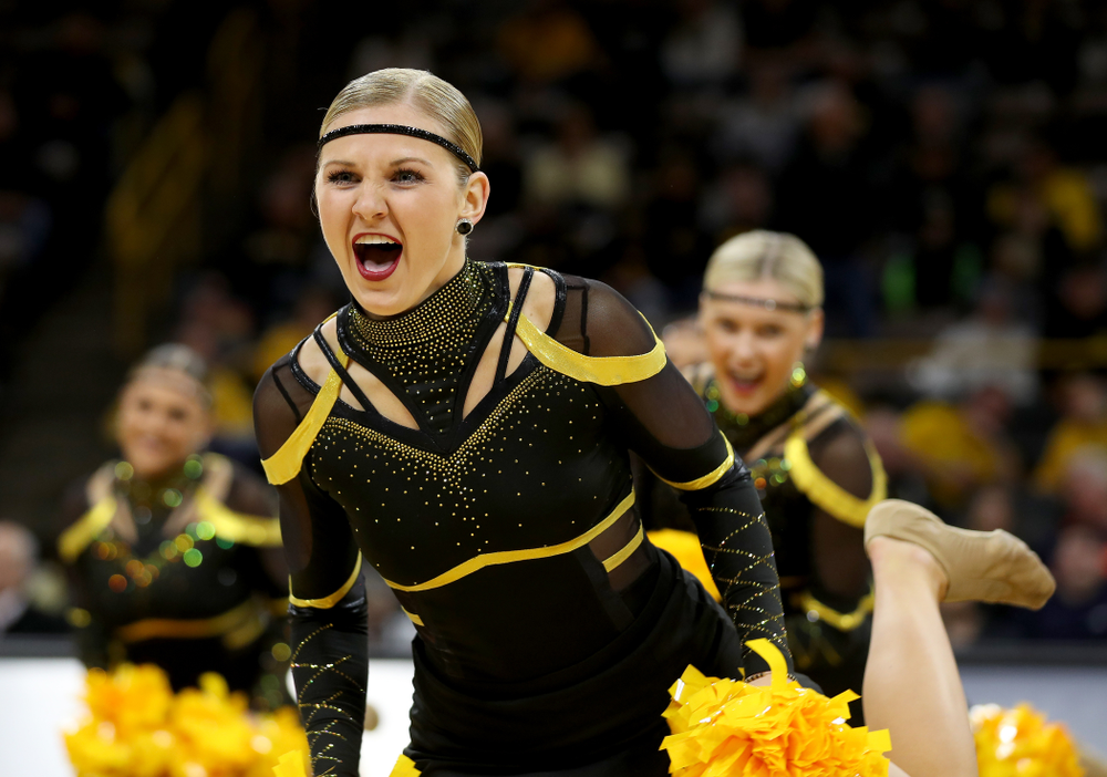 The Iowa Dance Team performs at halftime of the Iowa Hawkeyes game against the Maryland Terrapins Friday, January 10, 2020 at Carver-Hawkeye Arena. (Brian Ray/hawkeyesports.com)