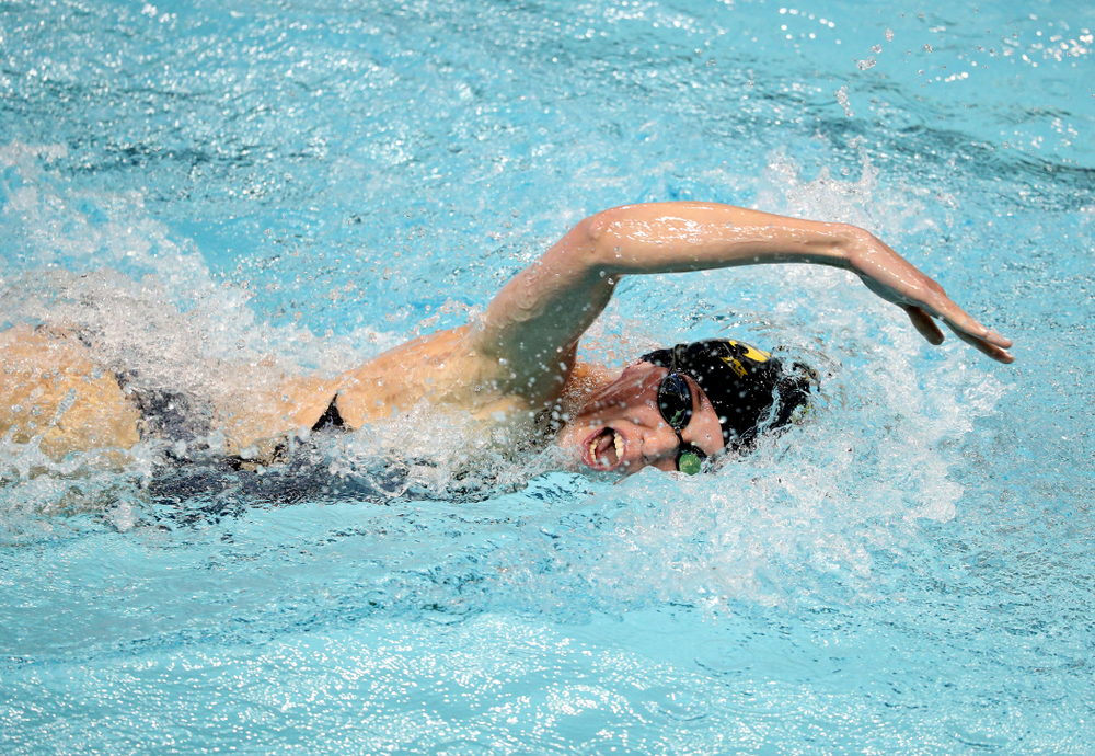 IowaÕs Allyssa Fluit competes in the 200 yard freestyle against Notre Dame and Illinois Saturday, January 11, 2020 at the Campus Recreation and Wellness Center. (Brian Ray/hawkeyesports.com)
