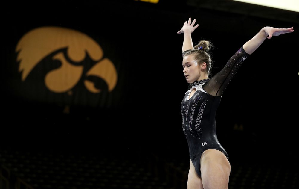 Iowa’s Mackenzie Vance competes on the beam against Michigan State Saturday, February 1, 2020 at Carver-Hawkeye Arena. (Brian Ray/hawkeyesports.com)