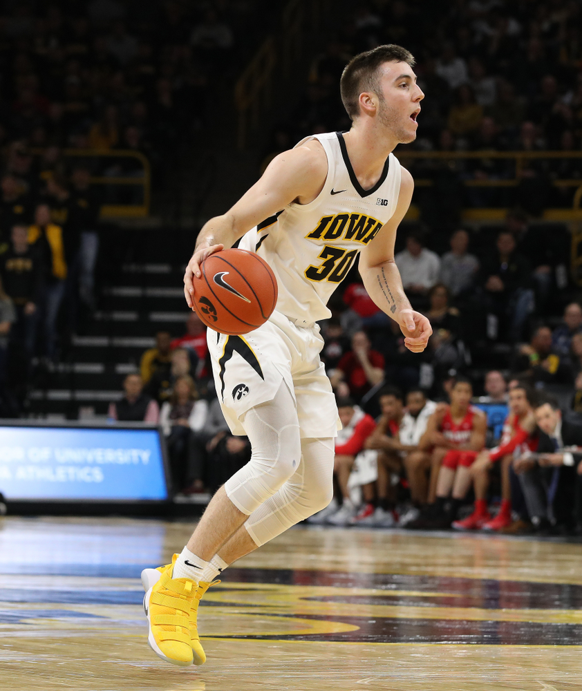 Iowa Hawkeyes guard Connor McCaffery (30) against the Ohio State Buckeyes Saturday, January 12, 2019 at Carver-Hawkeye Arena. (Brian Ray/hawkeyesports.com)