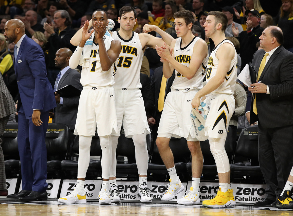 Iowa Hawkeyes forward Ryan Kriener (15) against the Ohio State Buckeyes Saturday, January 12, 2019 at Carver-Hawkeye Arena. (Brian Ray/hawkeyesports.com)