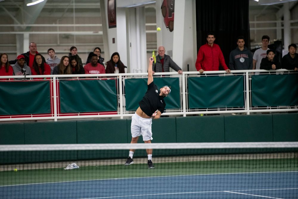 The Iowa men's tennis team competes against Cornell in The Rise Tennis Center in Ithaca, NY on Sunday, Feb. 24, 2019.