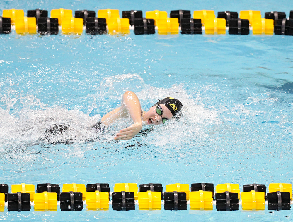 Iowa’s Lauren McDougall swims the women’s 200 yard freestyle preliminary event during the 2020 Women’s Big Ten Swimming and Diving Championships at the Campus Recreation and Wellness Center in Iowa City on Friday, February 21, 2020. (Stephen Mally/hawkeyesports.com)