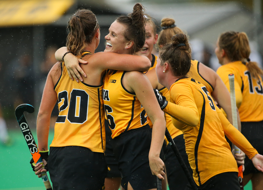 Iowa Hawkeyes forward Madeleine Murphy (26) celebrates after scoring a goal during a game against Stanford at Grant Field on October 7, 2018. (Tork Mason/hawkeyesports.com)