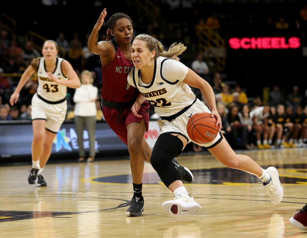Iowa Hawkeyes guard Kathleen Doyle (22) against North Carolina Central Saturday, December 14, 2019 at Carver-Hawkeye Arena. (Brian Ray/hawkeyesports.com)