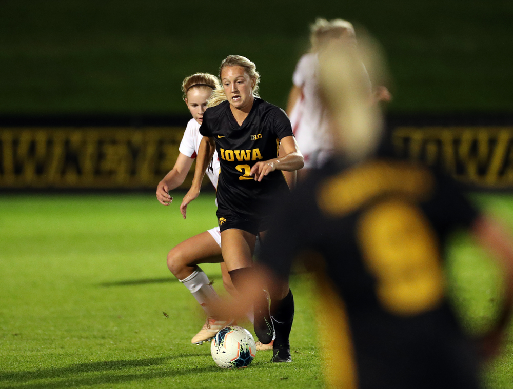 Iowa Hawkeyes midfielder Hailey Rydberg (2) against the Nebraska Cornhuskers Thursday, October 3, 2019 at the Iowa Soccer Complex. (Brian Ray/hawkeyesports.com)