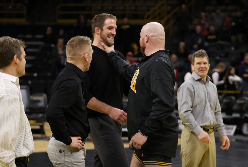 Iowa senior Sam Stoll during senior night following their meet against the Indiana Hoosiers Friday, February 15, 2019 at Carver-Hawkeye Arena. (Brian Ray/hawkeyesports.com)