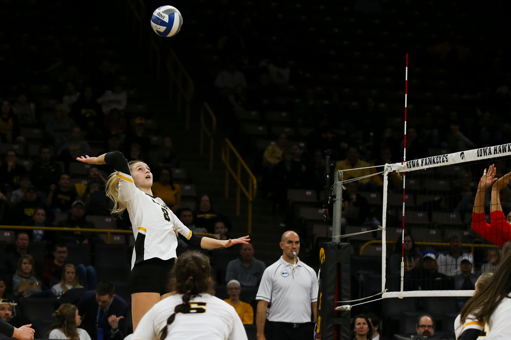 Iowa Hawkeyes outside hitter Kyndra Hansen (8) during Iowa volleyball vs Maryland on Saturday, November 30, 2019 at Carver-Hawkeye Arena. (Lily Smith/hawkeyesports.com)