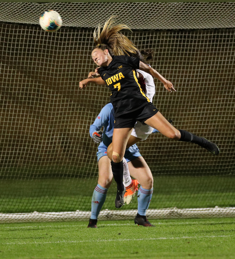 Iowa Hawkeyes forward Skylar Alward (7) against the Nebraska Cornhuskers Thursday, October 3, 2019 at the Iowa Soccer Complex. (Brian Ray/hawkeyesports.com)