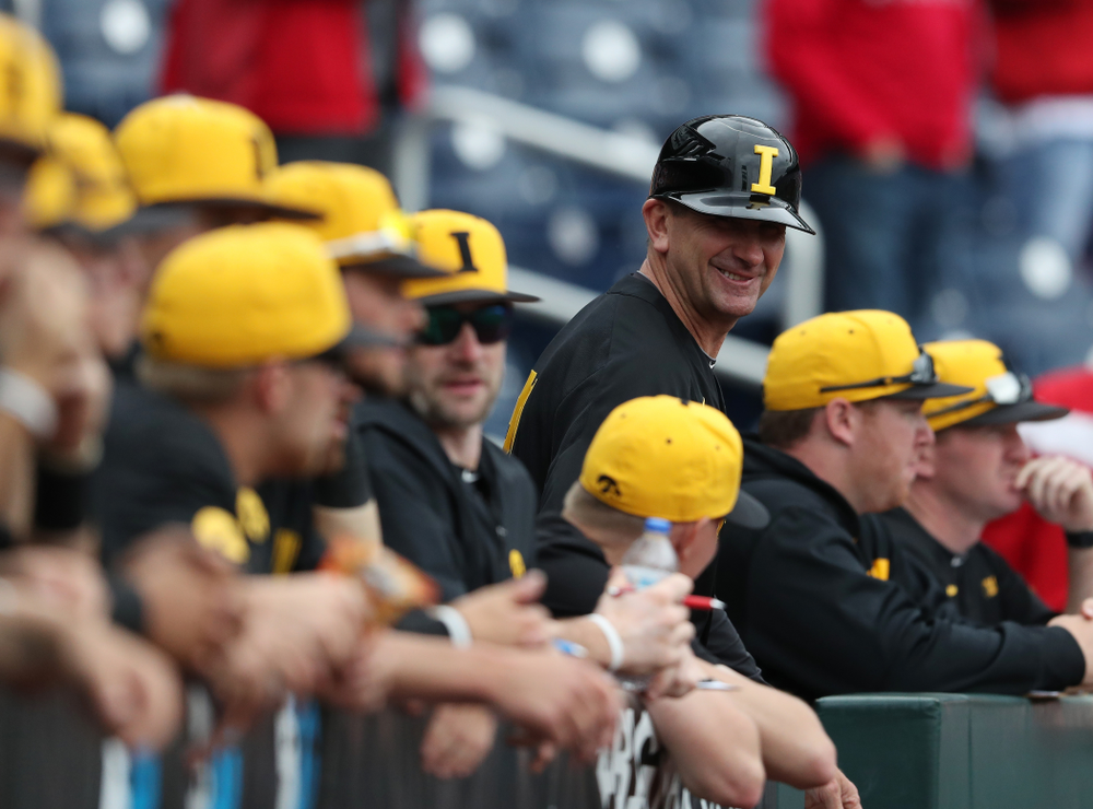 Iowa Hawkeyes head coach Rick Heller against the Nebraska Cornhuskers in the first round of the Big Ten Baseball Tournament Friday, May 24, 2019 at TD Ameritrade Park in Omaha, Neb. (Brian Ray/hawkeyesports.com)