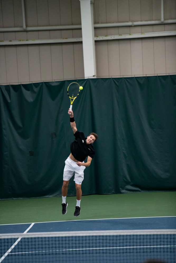 The Iowa men's tennis team competes against Cornell in The Rise Tennis Center in Ithaca, NY on Sunday, Feb. 24, 2019.