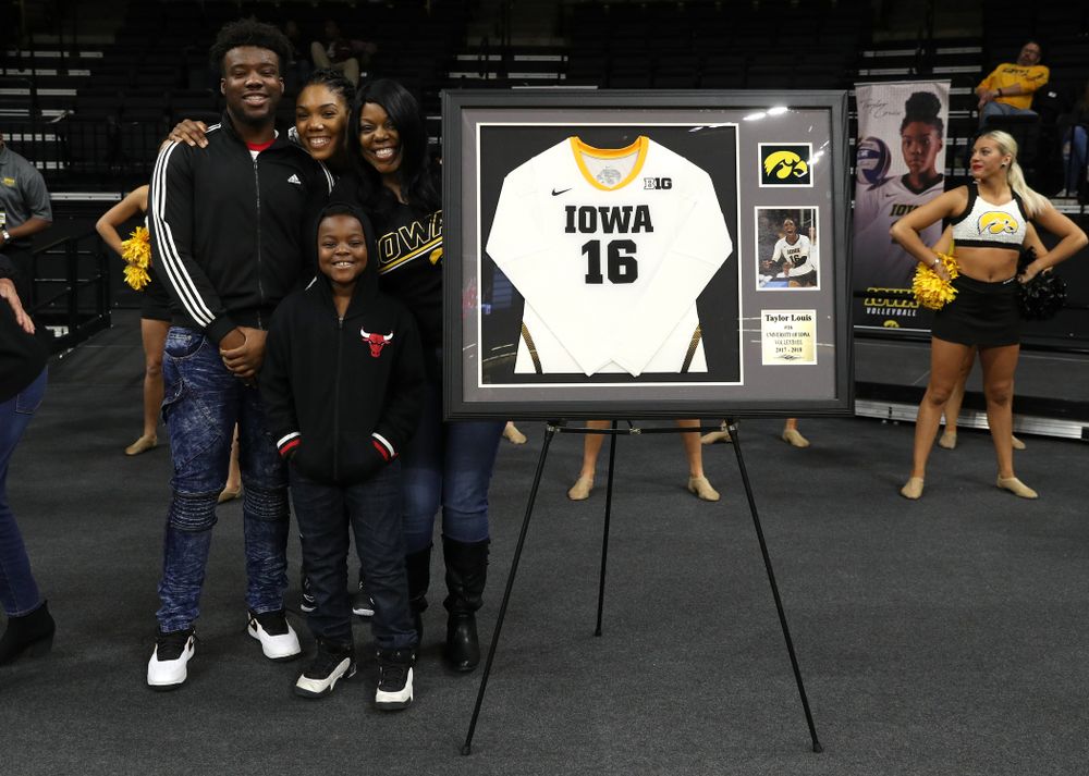 Iowa Hawkeyes outside hitter Taylor Louis (16) during senior day activities before their game against the Ohio State Buckeyes Saturday, November 24, 2018 at Carver-Hawkeye Arena. (Brian Ray/hawkeyesports.com)