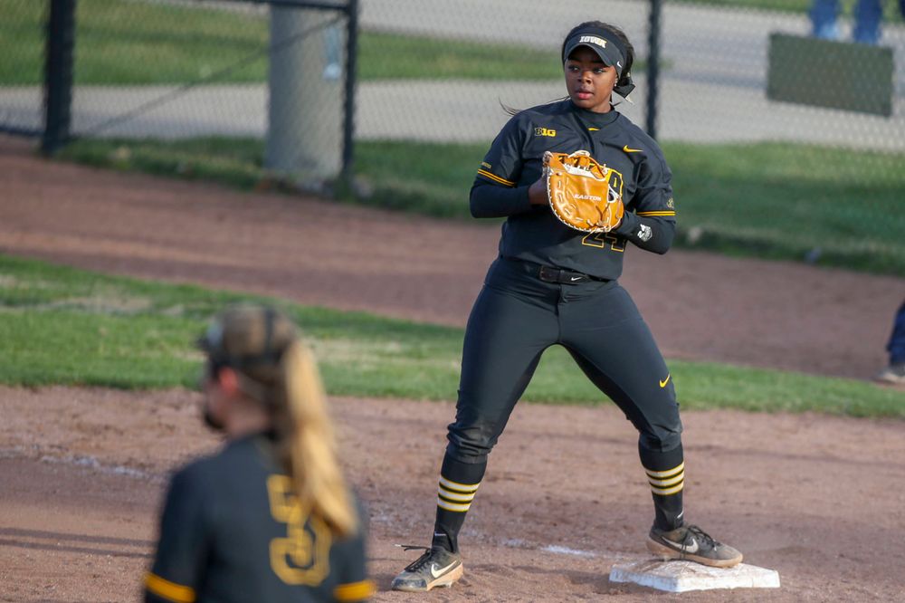 IowaÕs Donirae Mayhew (24) at softball vs Illinois game 3 on Saturday, April 13, 2019 at Bob Pearl Field. (Lily Smith/hawkeyesports.com)
