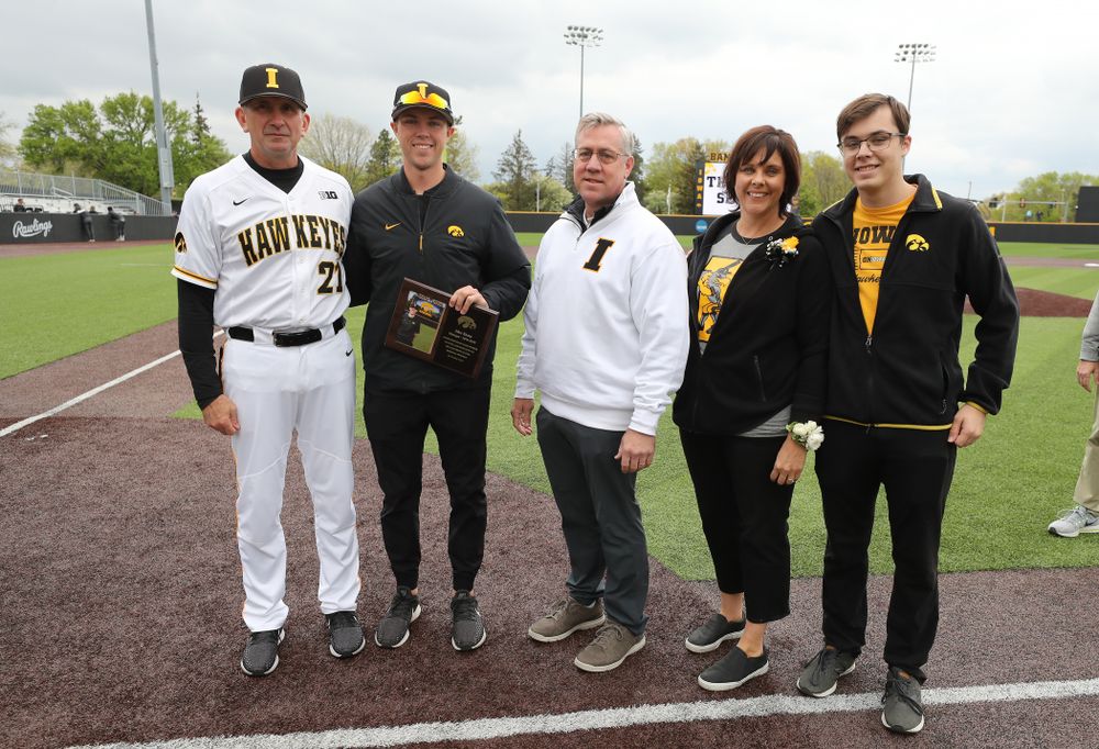 Student Manager Jake Stone during senior day festivities before their game against Michigan State Sunday, May 12, 2019 at Duane Banks Field. (Brian Ray/hawkeyesports.com)