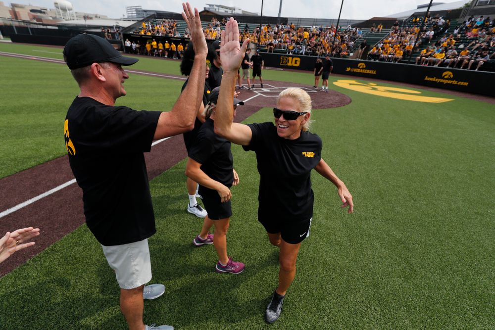 Head Softball Coach Renee Gillispie during the Iowa Student Athlete Kickoff Kickball game Sunday, August 19, 2018 at Duane Banks Field. (Brian Ray/hawkeyesports.com)