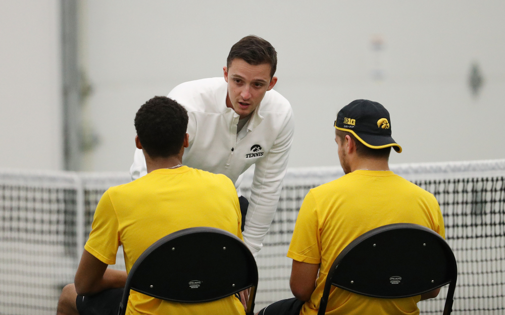 Iowa Hawkeyes assistant coach Joey Manilla against the Butler Bulldogs Sunday, January 27, 2019 at the Hawkeye Tennis and Recreation Complex. (Brian Ray/hawkeyesports.com)