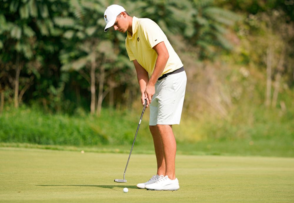 Iowa’s Garrett Tighe
during the third day of the Golfweek Conference Challenge at the Cedar Rapids Country Club in Cedar Rapids on Tuesday, Sep 17, 2019. (Stephen Mally/hawkeyesports.com)