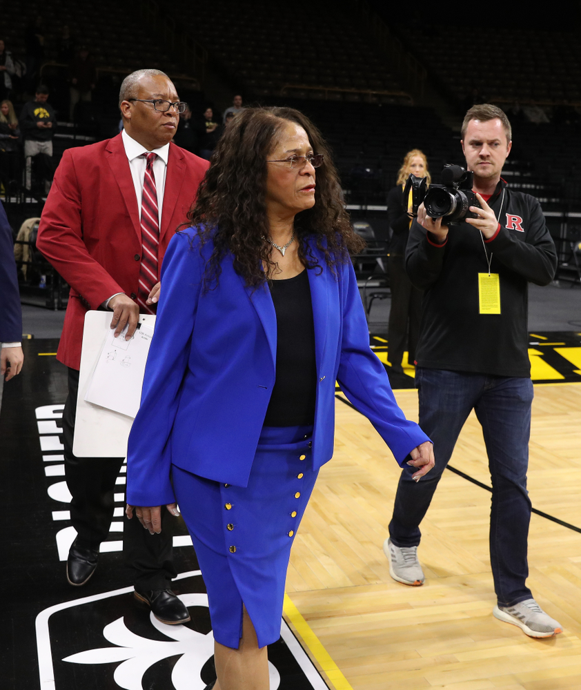 Rutgers Scarlet Knights head coach C. Vivian Stringer before their game against the Iowa Hawkeyes Wednesday, January 23, 2019 at Carver-Hawkeye Arena. (Brian Ray/hawkeyesports.com)