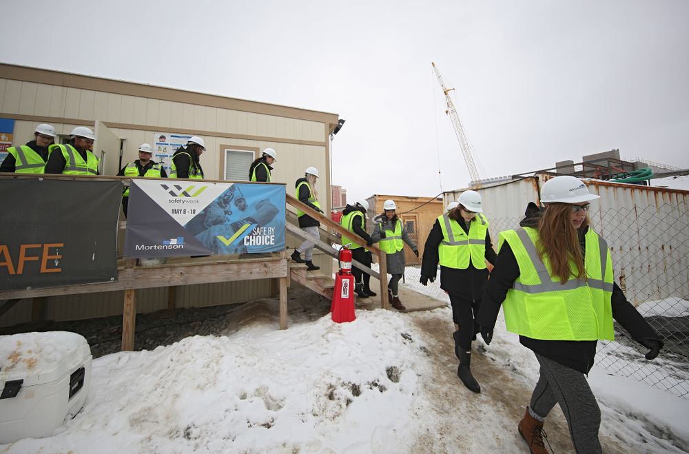 The Iowa Volleyball team and staff take a construction tour of Xtream Arena in Coralville on Thursday, January 30, 2020. (Stephen Mally/hawkeyesports.com)