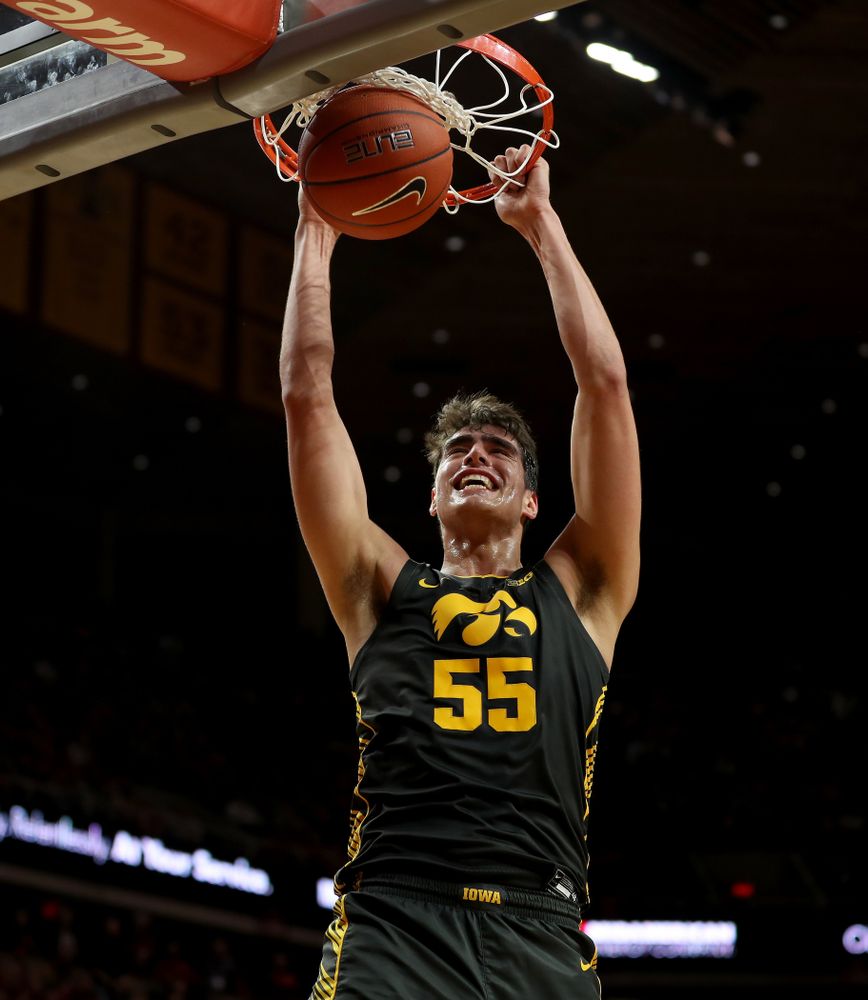 Iowa Hawkeyes forward Luka Garza (55) against the Iowa State Cyclones Thursday, December 12, 2019 at Hilton Coliseum in Ames, Iowa(Brian Ray/hawkeyesports.com)
