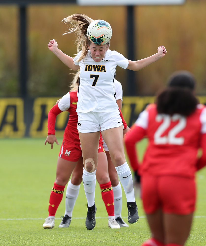 Iowa Hawkeyes forward Skylar Alward (7) against the Maryland Terrapins Sunday, October 13, 2019 on senior day. (Brian Ray/hawkeyesports.com)