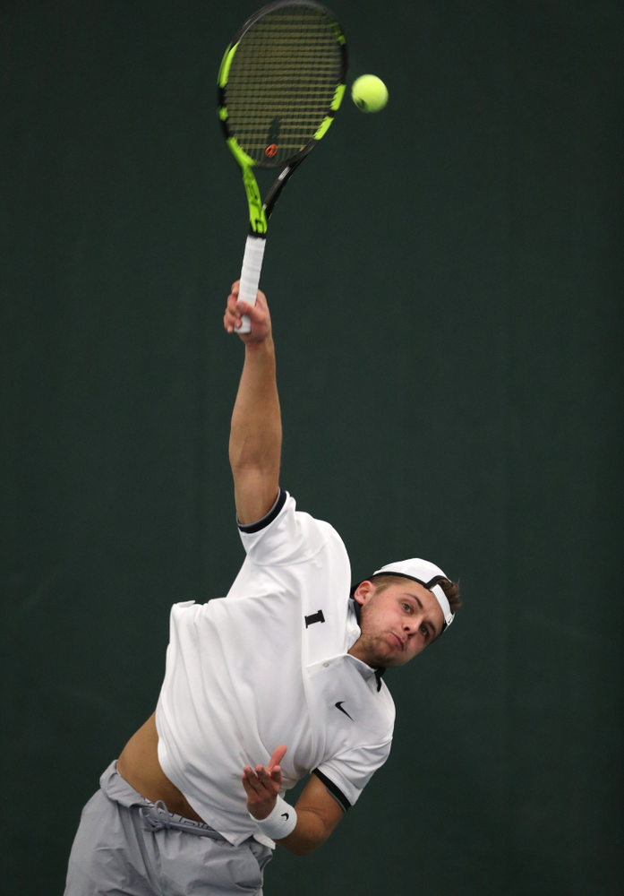 against Western Michigan Saturday, January 19, 2019 at the Hawkeye Tennis and Recreation Complex. (Brian Ray/hawkeyesports.com)
