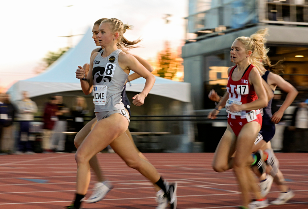 Iowa's Andrea Shine runs the women’s 10,000 meter event on the first day of the Big Ten Outdoor Track and Field Championships at Francis X. Cretzmeyer Track in Iowa City on Friday, May. 10, 2019. (Stephen Mally/hawkeyesports.com)