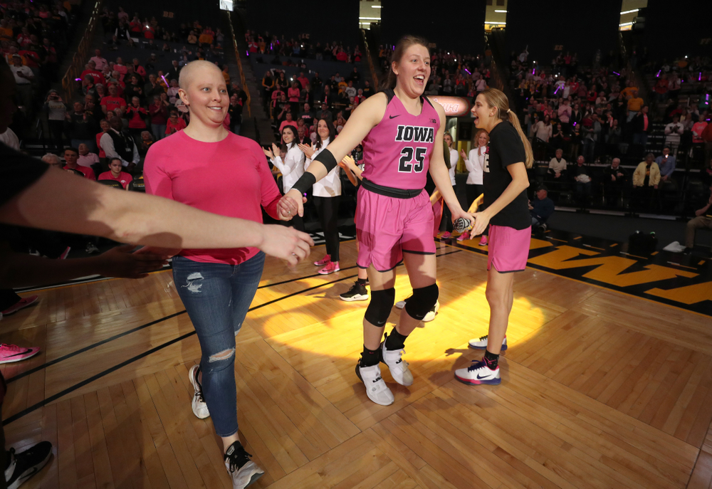 Iowa Hawkeyes forward/center Monika Czinano (25) is introduced before their game against the Wisconsin Badgers Sunday, February 16, 2020 at Carver-Hawkeye Arena. (Brian Ray/hawkeyesports.com)