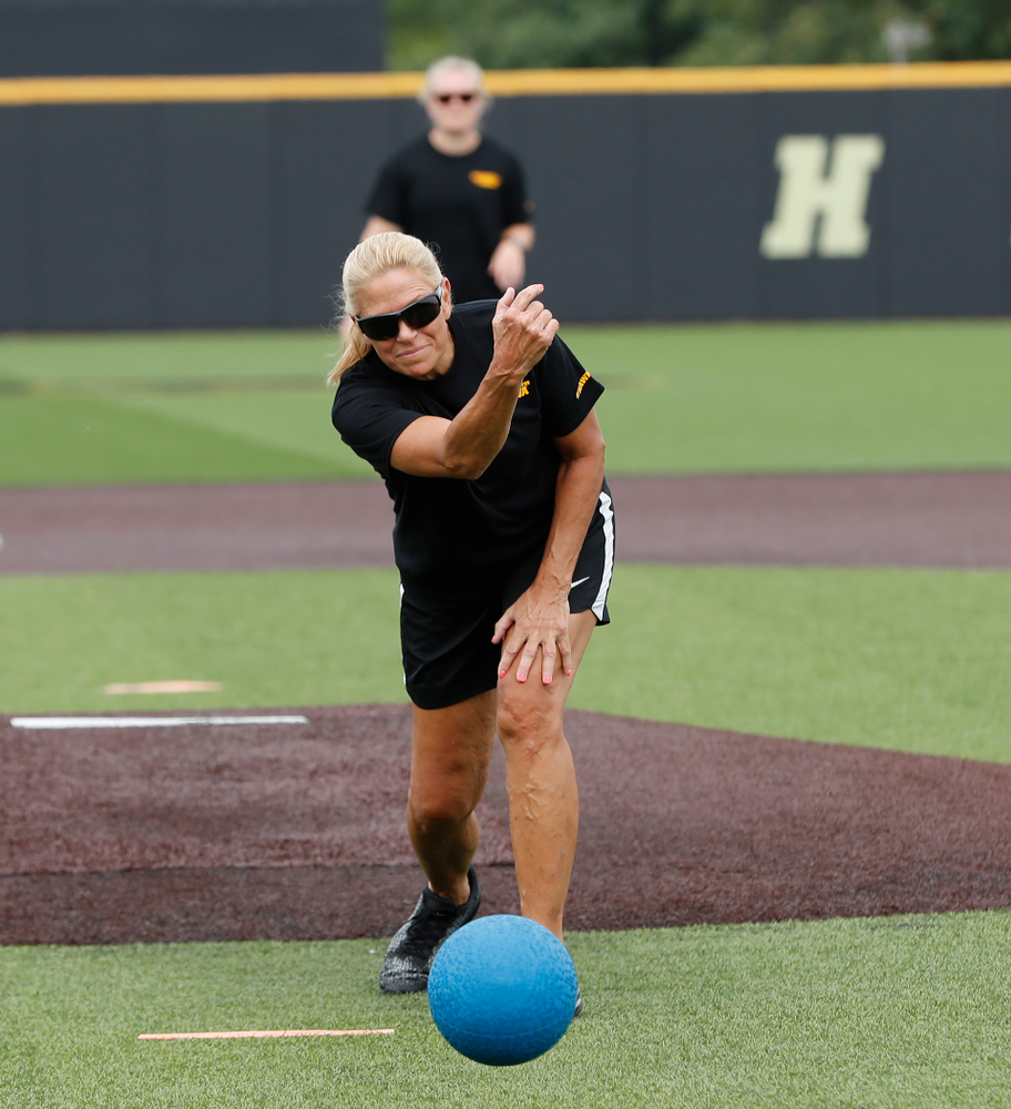 Head Softball Coach Renee Gillispie during the Iowa Student Athlete Kickoff Kickball game Sunday, August 19, 2018 at Duane Banks Field. (Brian Ray/hawkeyesports.com)