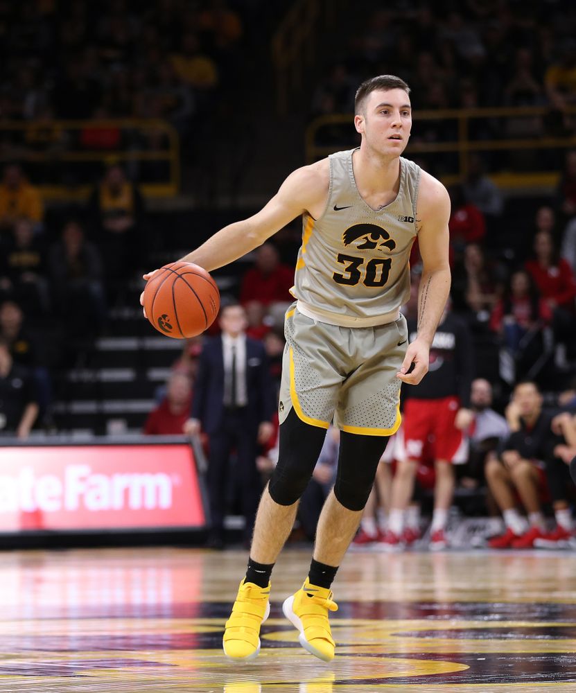 Iowa Hawkeyes guard Connor McCaffery (30) against the Nebraska Cornhuskers Sunday, January 6, 2019 at Carver-Hawkeye Arena. (Brian Ray/hawkeyesports.com)