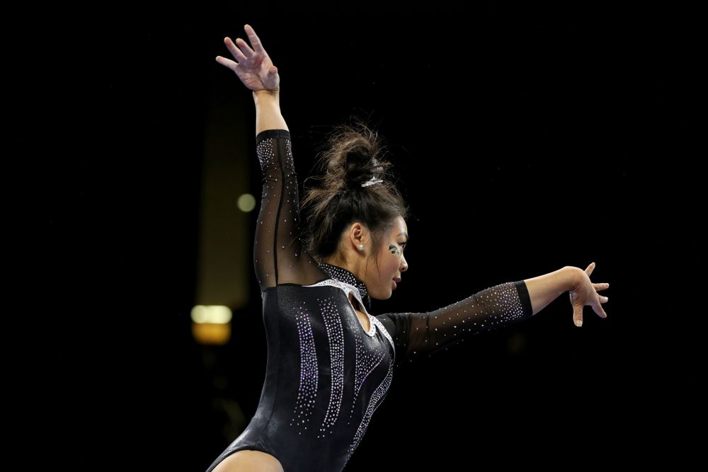 Iowa’s Clair Kaji competes on the beam against Michigan State Saturday, February 1, 2020 at Carver-Hawkeye Arena. (Brian Ray/hawkeyesports.com)
