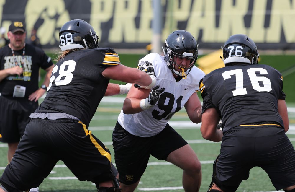 Iowa Hawkeyes defensive lineman Brady Reiff (91) during the third practice of fall camp Sunday, August 5, 2018 at the Kenyon Football Practice Facility. (Brian Ray/hawkeyesports.com)