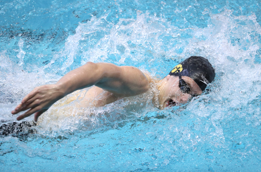 Iowa's Jackson Allmon swims in the preliminaries of the 500-yard freestyle during the 2019 Big Ten Swimming and Diving Championships Thursday, February 28, 2019 at the Campus Wellness and Recreation Center. (Brian Ray/hawkeyesports.com)