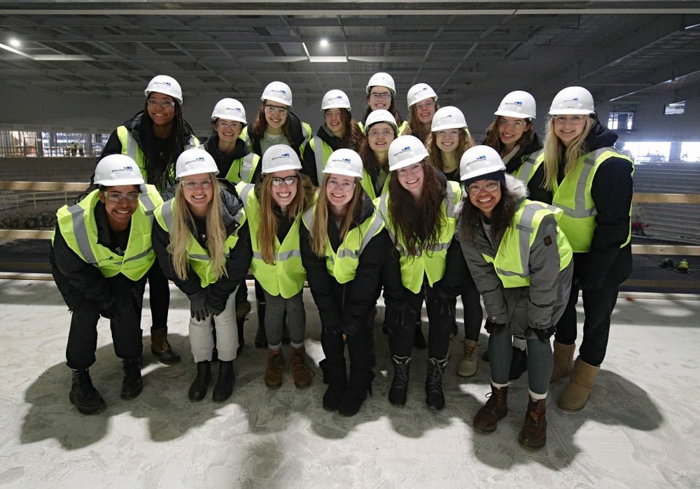 The Iowa Volleyball team take a construction tour of Xtream Arena in Coralville on Thursday, January 30, 2020. (Stephen Mally/hawkeyesports.com)