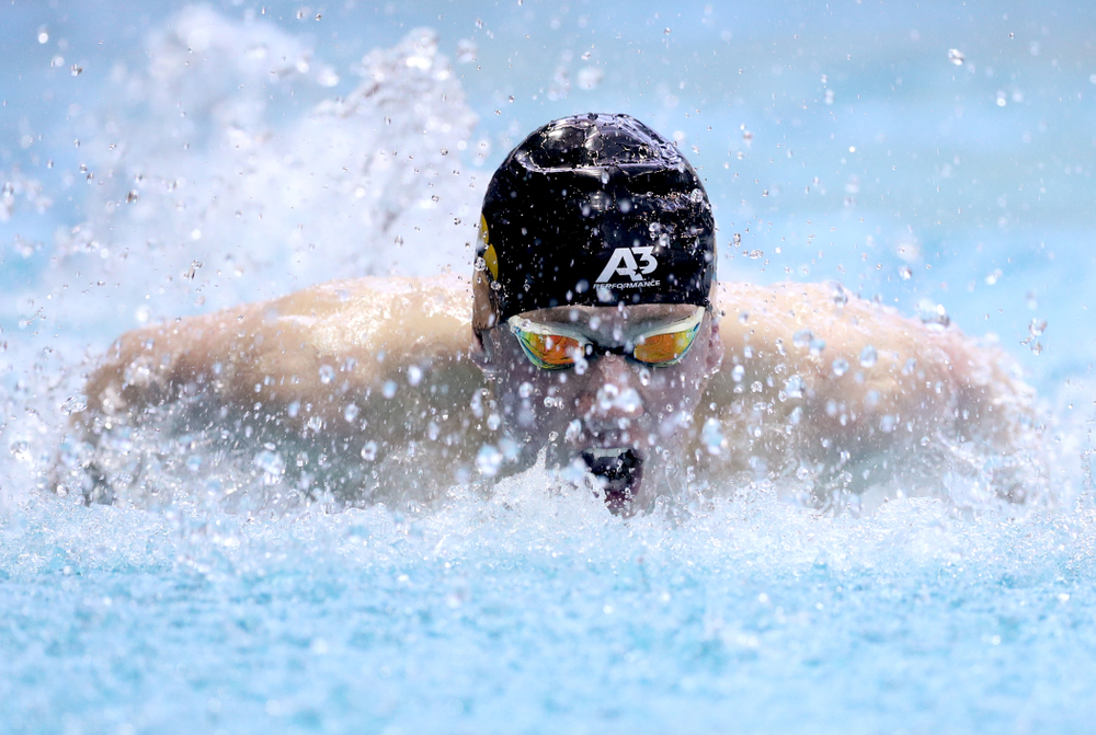 Iowa's John Colin competes in the 100-yard butterfly on the third day at the 2019 Big Ten Swimming and Diving Championships Thursday, February 28, 2019 at the Campus Wellness and Recreation Center. (Brian Ray/hawkeyesports.com)