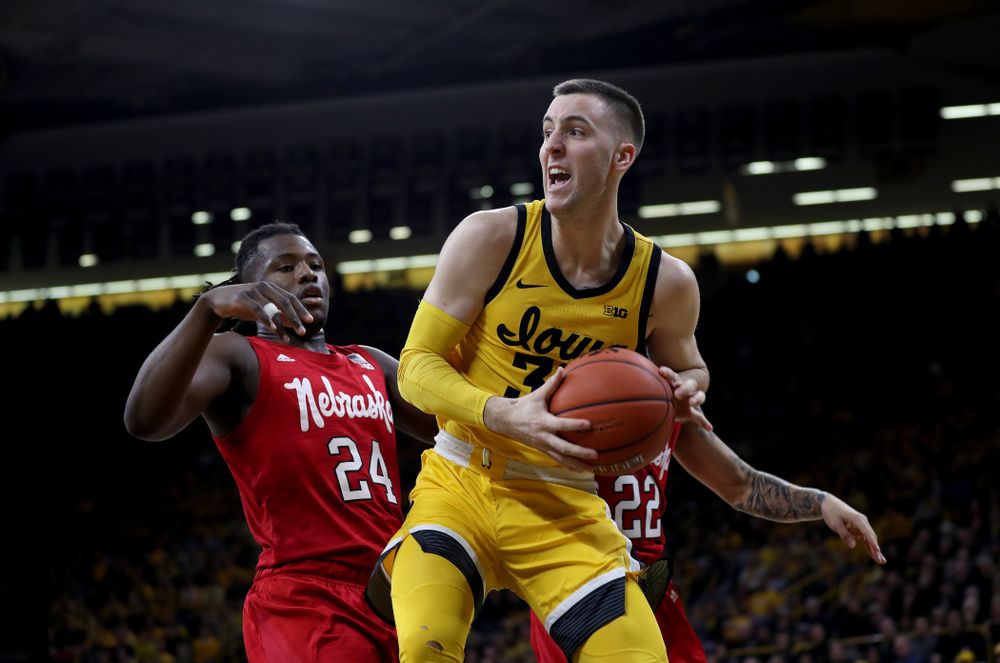 Iowa Hawkeyes guard Connor McCaffery (30) against the Nebraska Cornhuskers Saturday, February 8, 2020 at Carver-Hawkeye Arena. (Brian Ray/hawkeyesports.com)