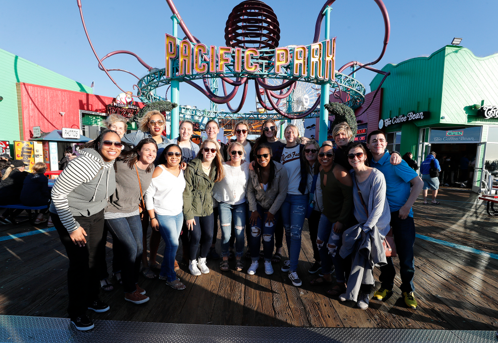 The Iowa Hawkeyes in Pacific Park on the Santa Monica Pier Thursday, March 15, 2018 in Santa Monica. (Brian Ray/hawkeyesports.com)
