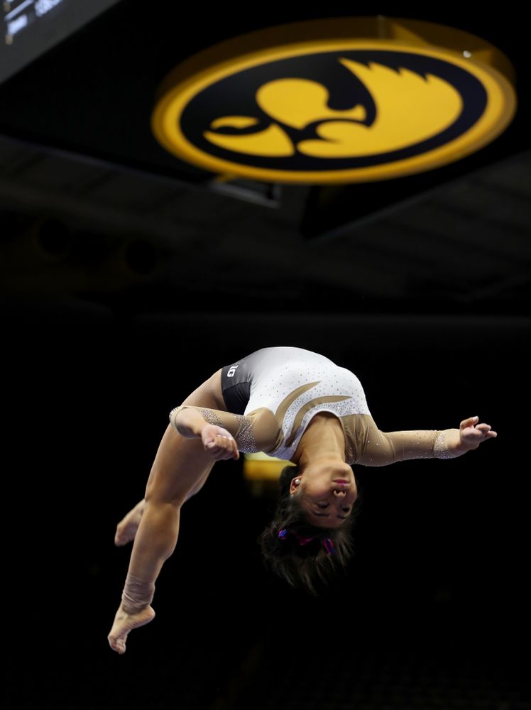IowaÕs Clair Kaji competes on the beam against Ball State and Air Force Saturday, January 11, 2020 at Carver-Hawkeye Arena. (Brian Ray/hawkeyesports.com)