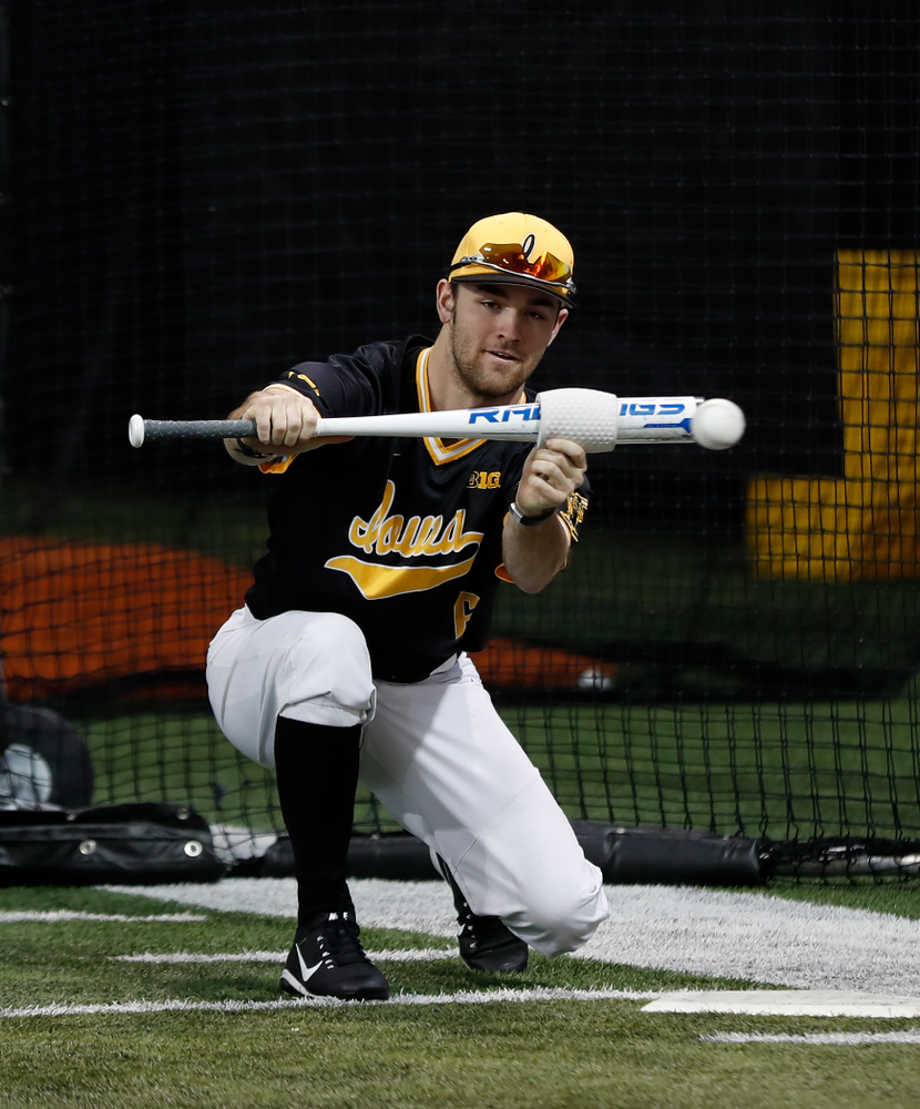 Iowa Hawkeyes outfielder Justin Jenkins (6) during the team's annual media day Thursday, February 8, 2018 in the indoor practice facility. (Brian Ray/hawkeyesports.com)