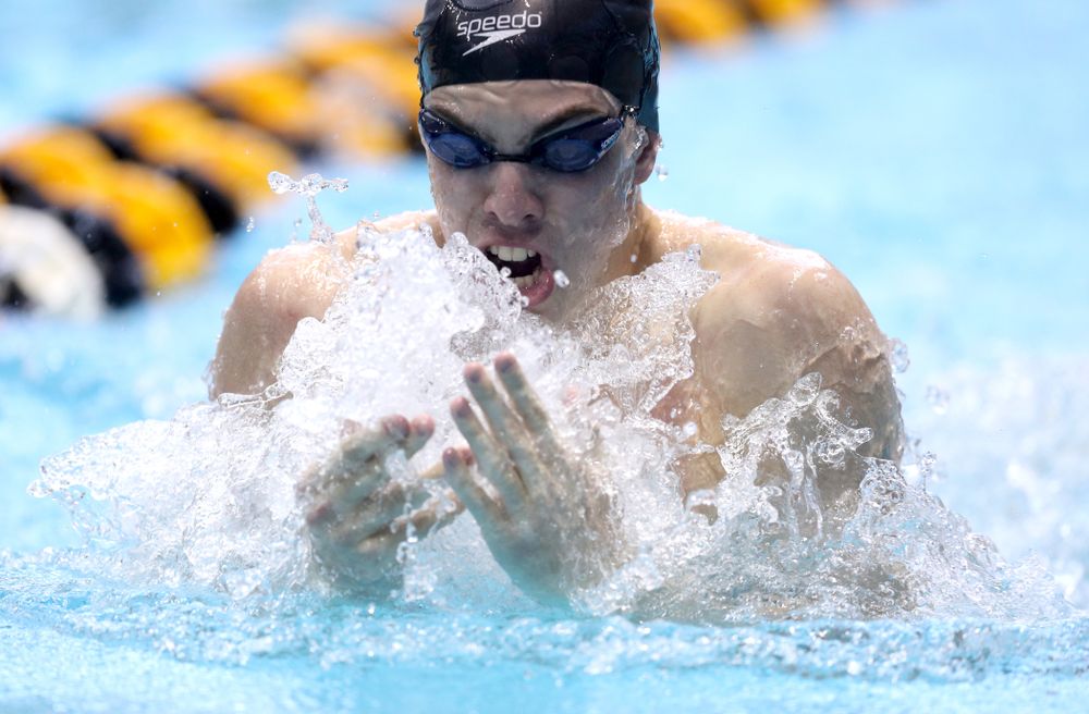 Iowa's Weston Credit competes in the 100-yard breaststroke on the third day at the 2019 Big Ten Swimming and Diving Championships Thursday, February 28, 2019 at the Campus Wellness and Recreation Center. (Brian Ray/hawkeyesports.com)