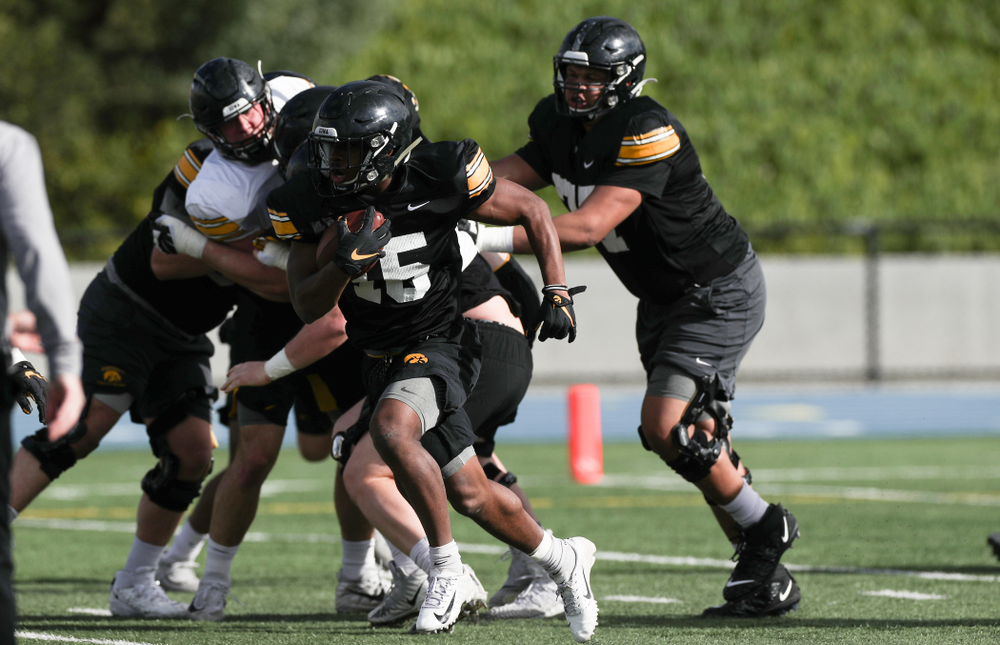 Iowa Hawkeyes running back Tyler Goodson (15) during Holiday Bowl Practice No. 3 Tuesday, December 24, 2019 at San Diego Mesa College. (Brian Ray/hawkeyesports.com)